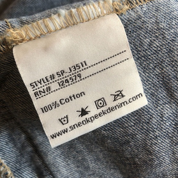 Sneak Peek Blue Denim Jean Jacket Boho Floral Embroidered Trucker M - Picture 4 of 10